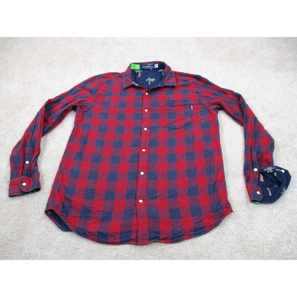 Chubbies Shirt Men Extra Large XL Reversible Pearl Snap Plaid Palm Trees Casual - Picture 1 of 16